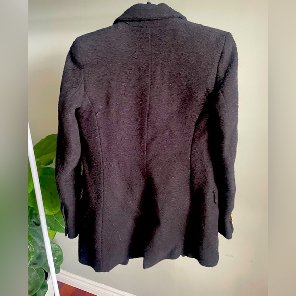 Zara Black Tweed Blazer With Gold Buttons Size XS - Picture 3 of 4